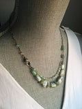 Blue Peruvian Opal with Pave Set Diamond Clasp & Sterling Silver Necklace