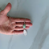 Emerald Gemstone & Leaf Pendant Necklace