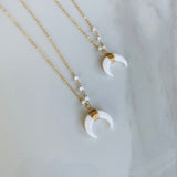 Mother of Pearl Horn and Gold Necklace