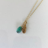 Emerald & Gold Feather Necklace