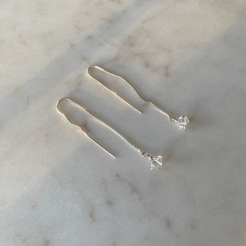 Herkimer Diamond Crystal Threader Earrings