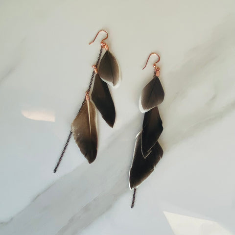 Brown shop feather earrings