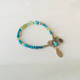 Peridot and Turquoise Boho Charm Bracelet