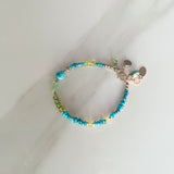 Peridot and Turquoise Boho Charm Bracelet