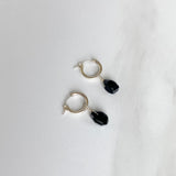 Black Onyx Nugget Hoop Earrings