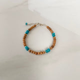 Turquoise Rondel Beads & Sandalwood Bracelet