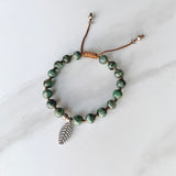 Emerald and Leaf Adjustable Bracelet