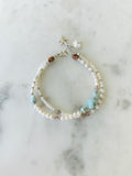 Pearl & Larimar Bracelet with Starfish Charm