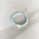 Larimar and Pearl Adjustable Bracelet