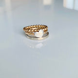 Silver Heart & Gold Ring Set