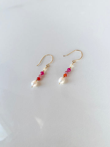 Gemstone & Pearl Stack Earrings,