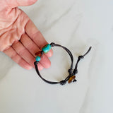 Turquoise & Amber Leather Bracelet