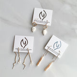Long Blush Pearl and Gold Cane Earrings