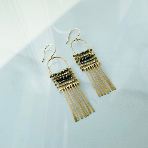 Pyrite & Gold Ladder earrings