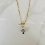 Tahitian Pearl and Gold Toggle Necklace