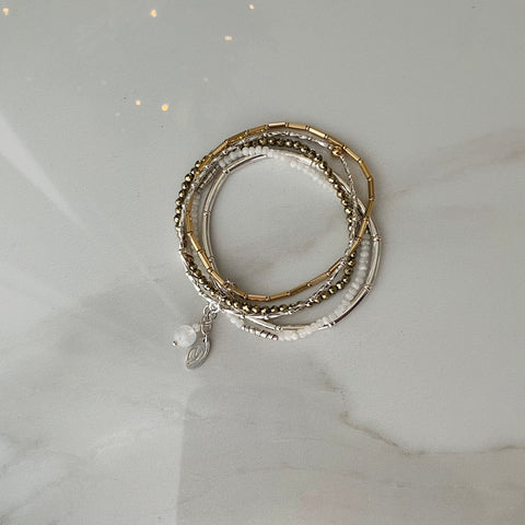 Moonstone with Gold & Silver Bracelet Set