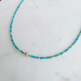 Turquoise & Gold Stardust Bead Necklace