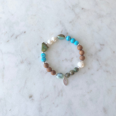Peruvian Opal and Arizona Turquoise Sandalwood Bracelet