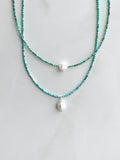 Turquoise & Pearl Pendant Necklace