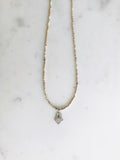 Hamsa Charm & White Turquoise Necklace