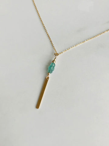 Emerald & Gold Bar Necklace