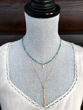 Turquoise & Gold Diamond Arrowhead Necklace