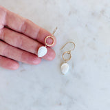 Mother of Pearl Leaf & Hoop Earrings