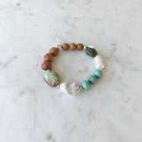 Arizona Turquoise & Keshi Pearl Sandalwood Bracelet