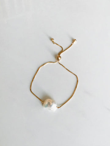 Baroque Pearl and Gold Adjustable Bracelet