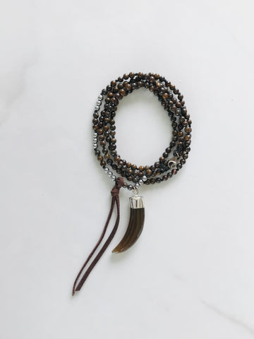 Agate Horn & Bronzite Necklace