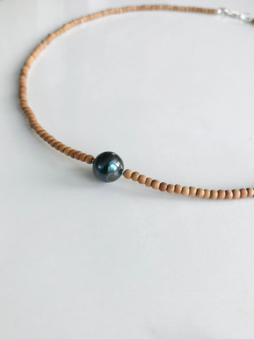 Tahitian Pearl & Sandalwood Necklace