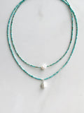 Turquoise & Pearl Pendant Necklace