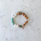 Arizona Turquoise & Keshi Pearl Sandalwood Bracelet