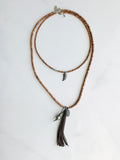 Diamond Horn Pendant & Sandalwood Necklace