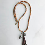 Tahitian Pearl & Sandalwood Tassel Necklace with Pavè Diamond Pendant