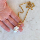 Baroque Pearl & Gold Toggle Necklace