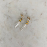 Quartz Crystal and Gold Chevron Earrings