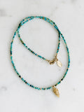 Turquoise & Gold Diamond Arrowhead Necklace