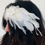 White Feather & Sequin Fascinator