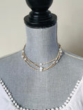 Pearl & White Turquoise Long Necklace