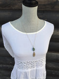 Emerald Gemstone & Leaf Pendant Necklace